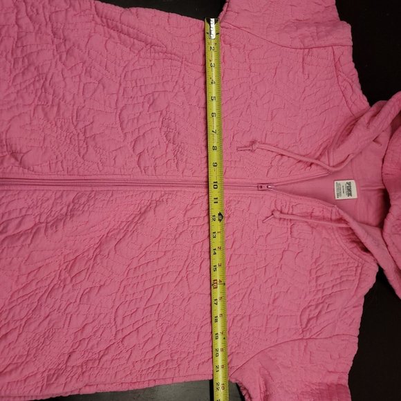 Victorias Secret Womens M Coat Pink Cotton Quilted Full Zip Jacket Pockets Soft - Picture 8 of 11